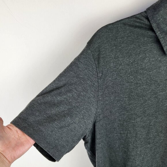 Prana Men's Heather Gray Soft Stretchy Short Sleeve Polo Shirt Single Stitch M - Picture 4 of 9